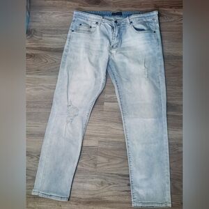 Men's Light Blue Distressed Jeans Aeropostale Super Skinny Light Wash 36x30